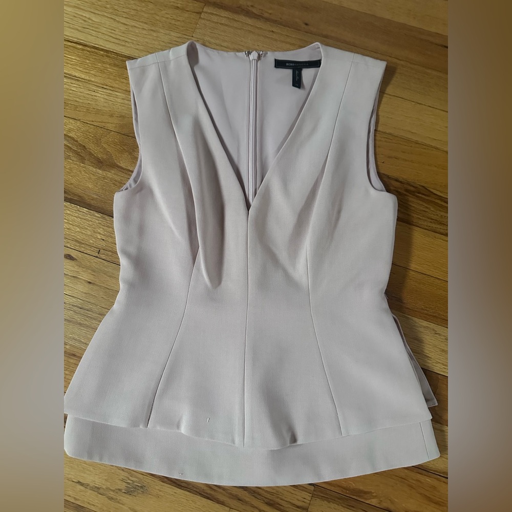 BCBGMaxAzria Peplum Light beige  Sleeveless Top